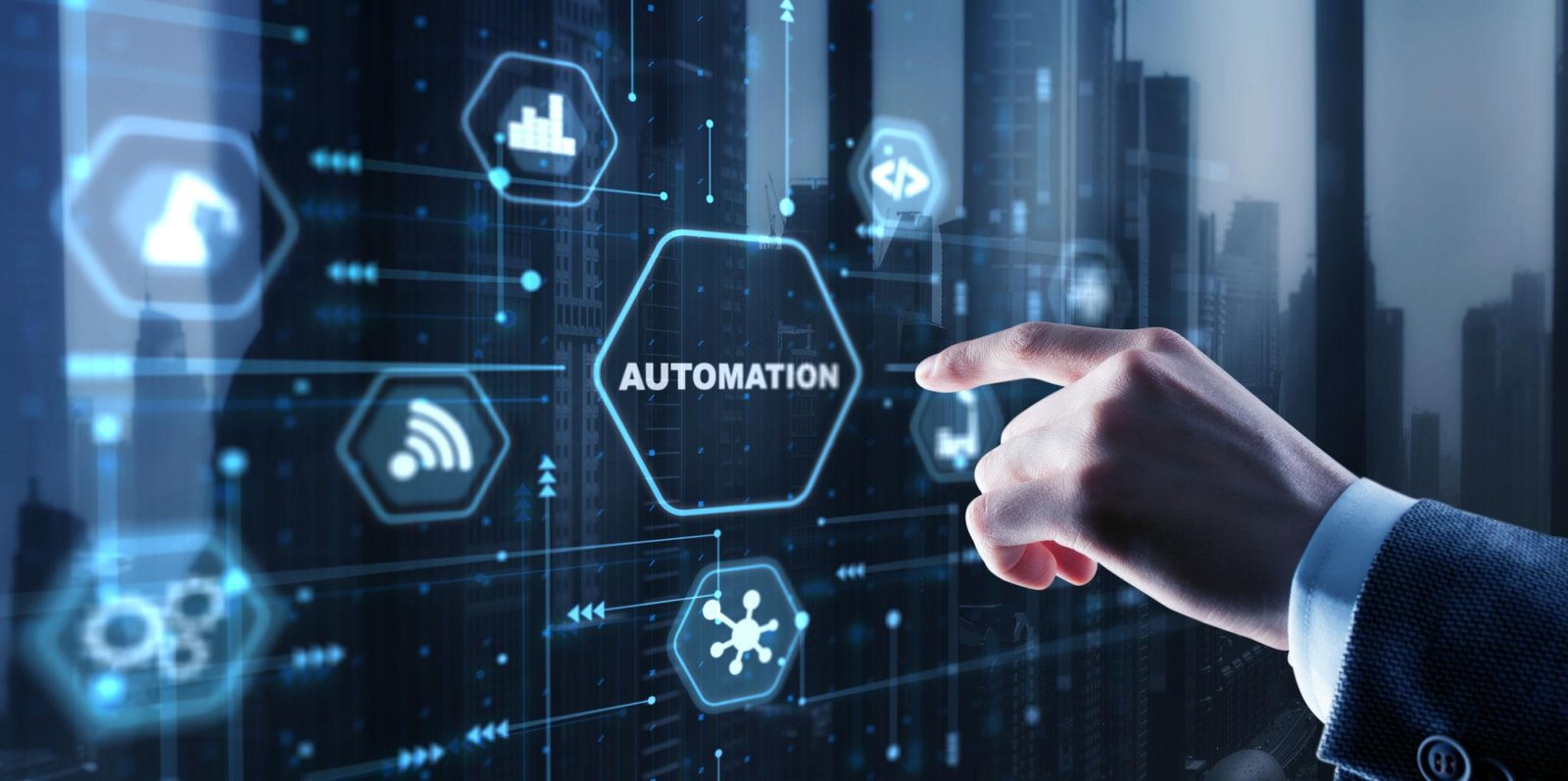 Business automation interface being selected on a digital screen