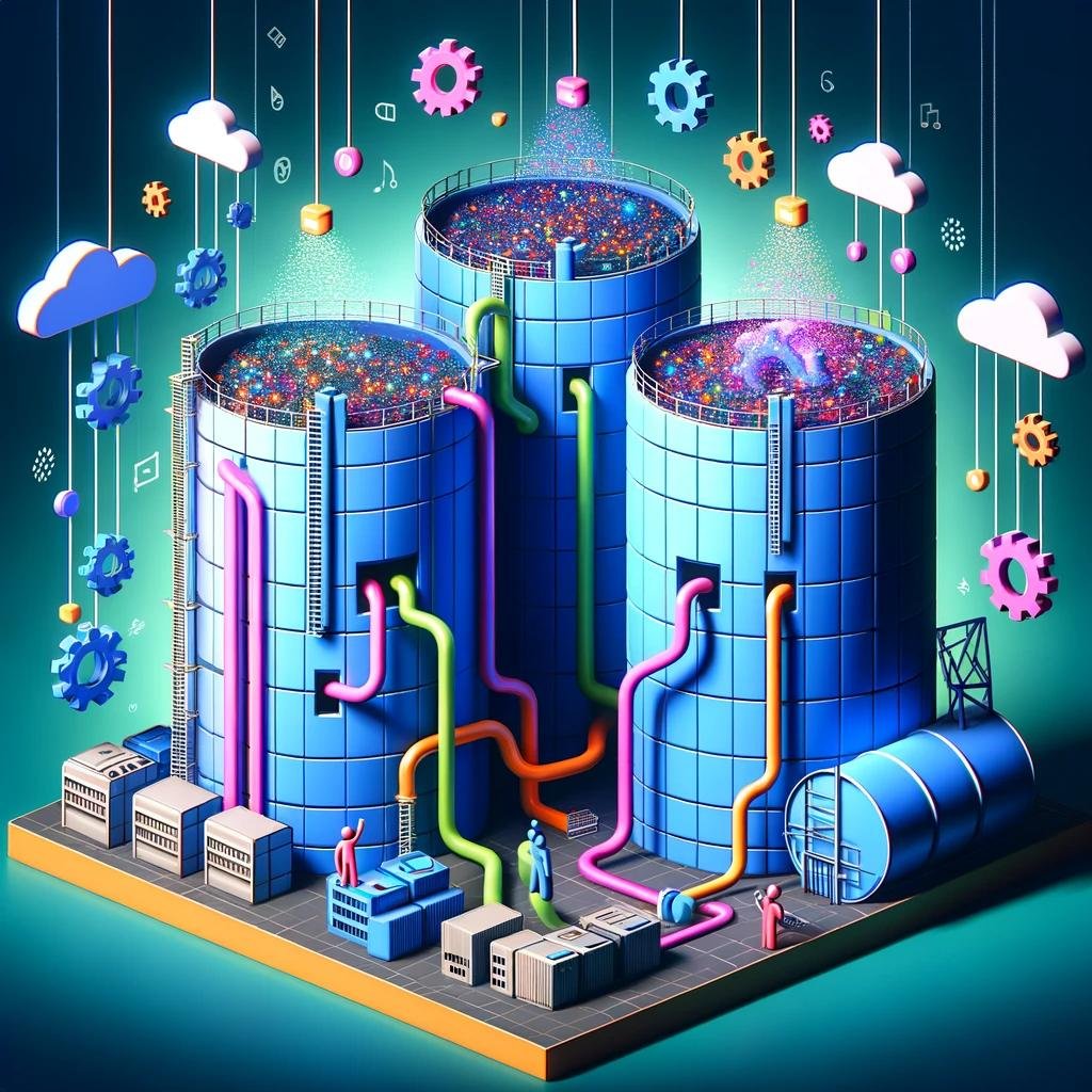 Data pipeline illustration with connected storage systems
